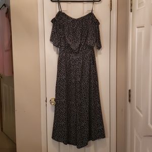 Polka dot midi romper jumpsuit